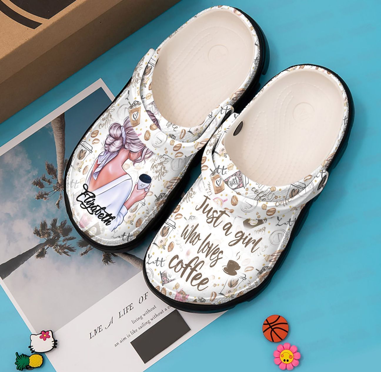 Coffee Personalized Clog, Custom Name, Text, Color, Number Fashion Style For Women, Men, Kid, Print 3D Just A Girl Who Loves Coffee