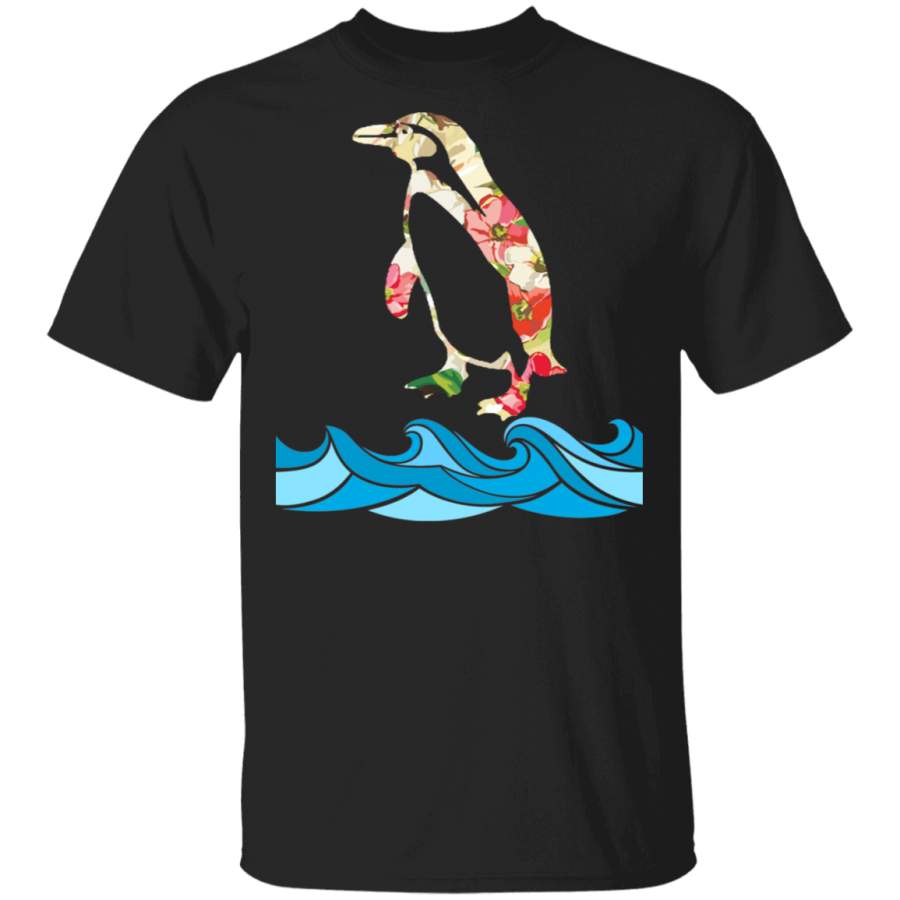 Beach Sea Flower Penguin Floral Summer Vacation Penguin Lover Gifts T-Shirt