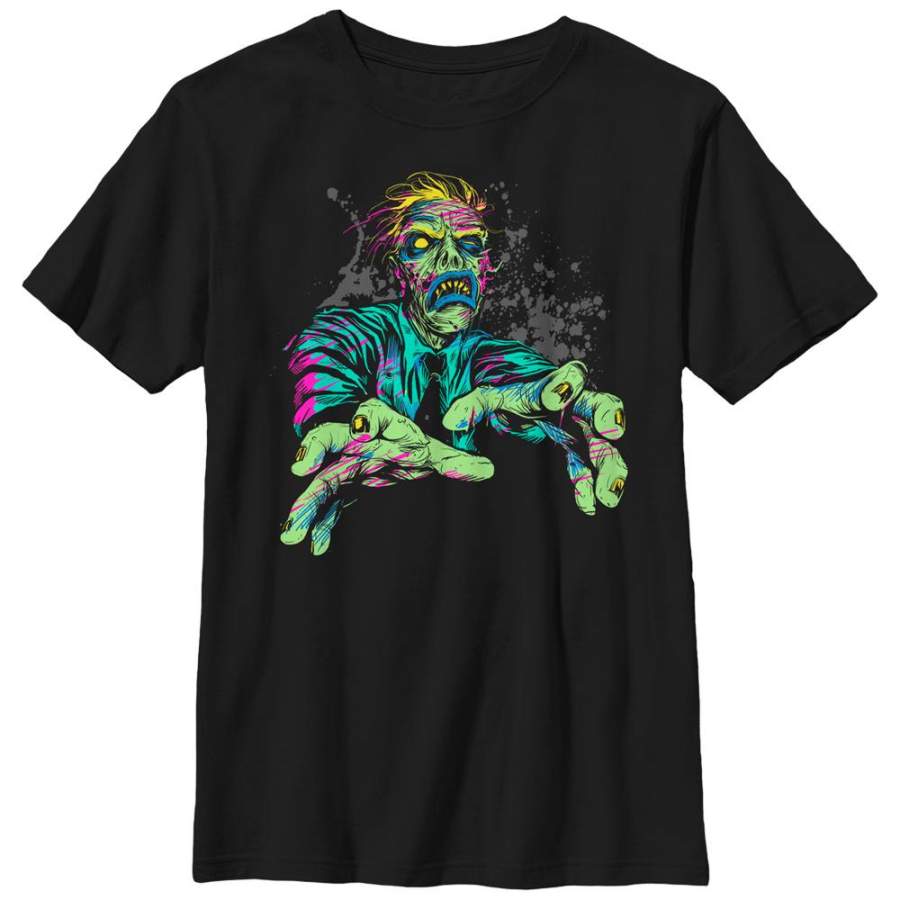 Lost Gods Boy’s Halloween Zombie Attack  T Shirt Black