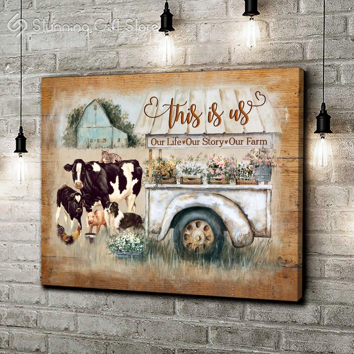 Stunning Gift Canvas Wall Art Farm Canvas Print – Farm Animals – This Is Us Our Life Our Story Our