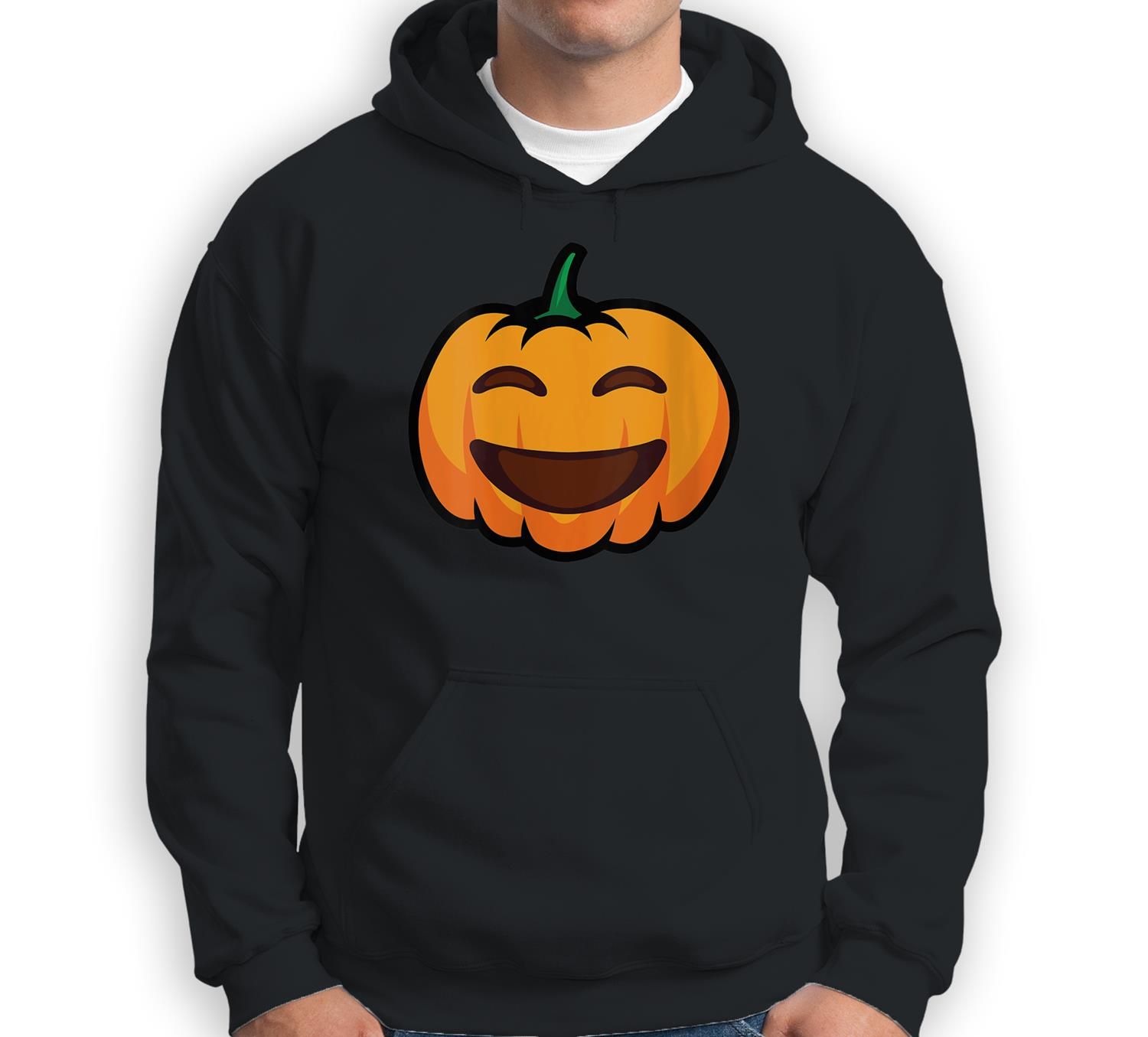 Womens Pumpkin Emoticon Big Smile Kids Boys Men Halloween Costume Sweatshirt & Hoodie