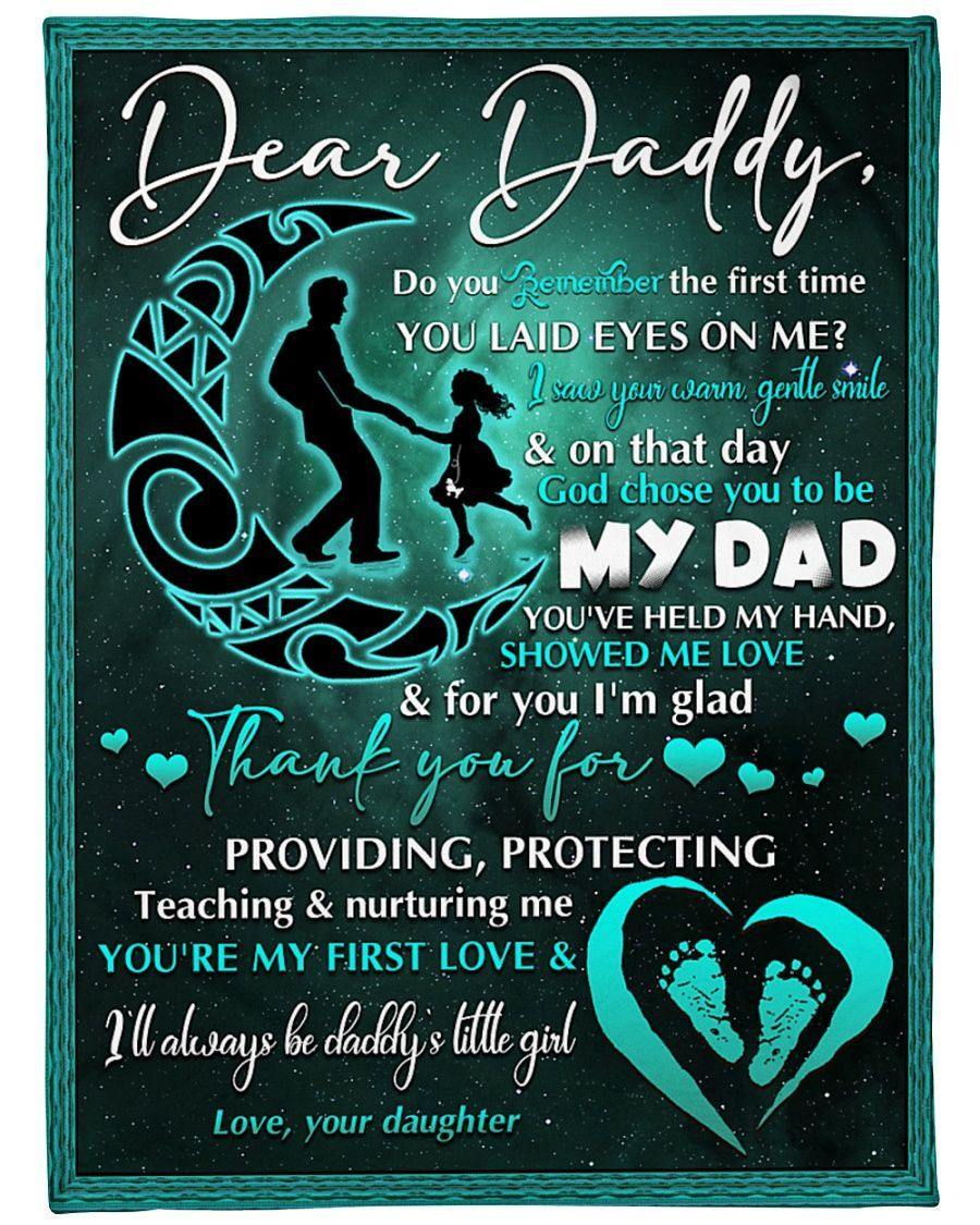 [Personalized Name] To My Dad From Daughter Thank You For – Best Gift For Dad, Gift For Home Decor, Gift For Family  – Fleece Blanket