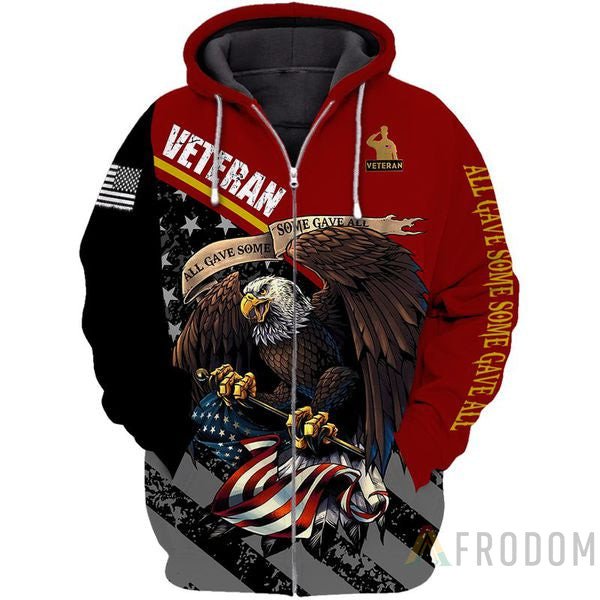 Eagle All Gave Some Some Gave All Veteran Zip Hoodie – Bingo Clothes
