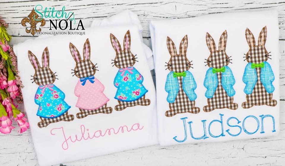 Personalized Easter Peter Rabbit Trio Appliqué Shirt