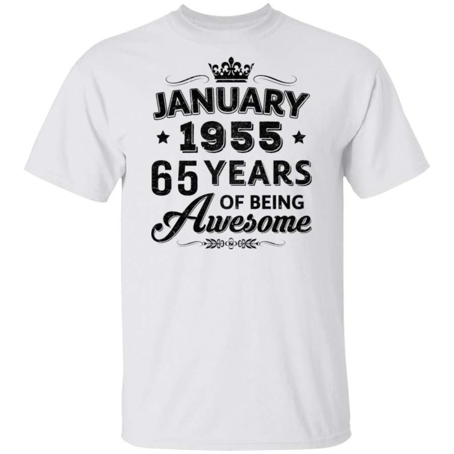 Vintage 1955 January 65Th Birthday Gift Being Awesome Shirt