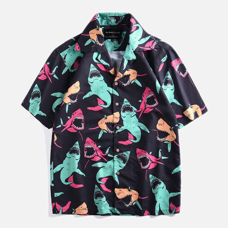 Colorful Shark Men’S Hawaiian Shirt