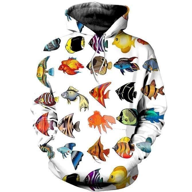 Tropical Fish Multicolor All Over Print Cute Shirt Hoodie For Men Women