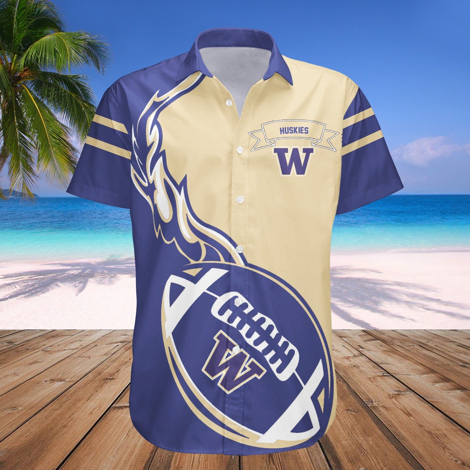 Washington Huskies Hawaii Shirt Flame Ball – NCCA