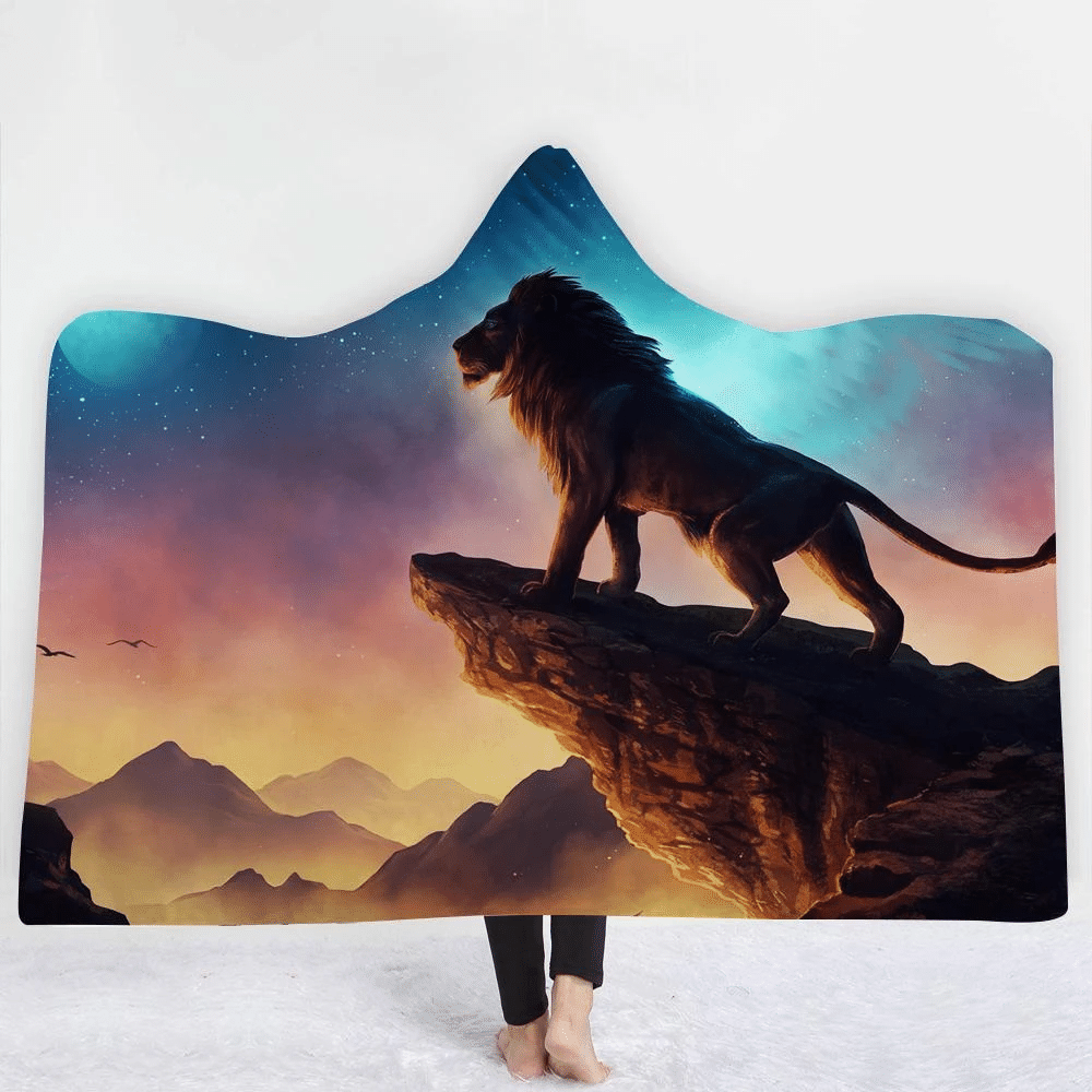 The Lions Pride Rock Printed Hooded Blanket Fleece Blanket