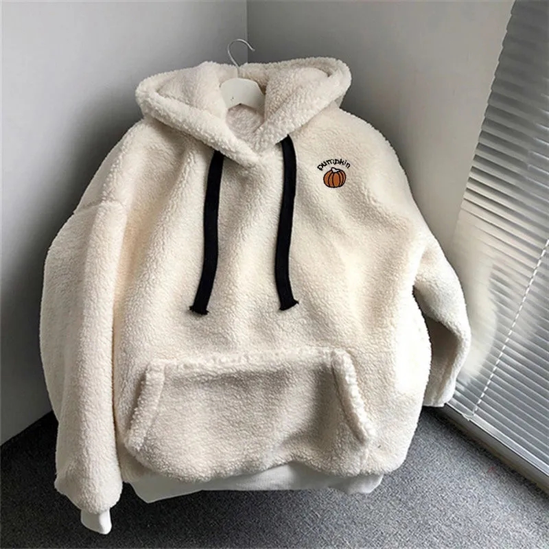 2022 Autumn And Winter Woman New Lamb Velvet Hoodie Y2K Sweatshirt Korean Thick Fashion Casual Jackets Couple Loose Plush Coat alx