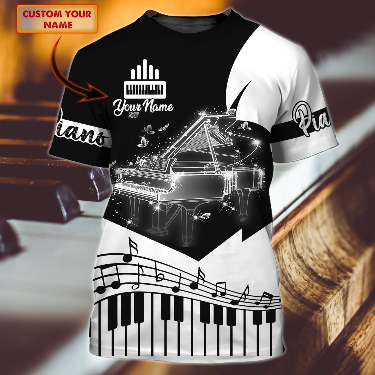 Personalized 3D All Over Print Piano Shirt, Pianist T Shirt, Birthday Gift For Piano Lover, Piano 3D Shirt