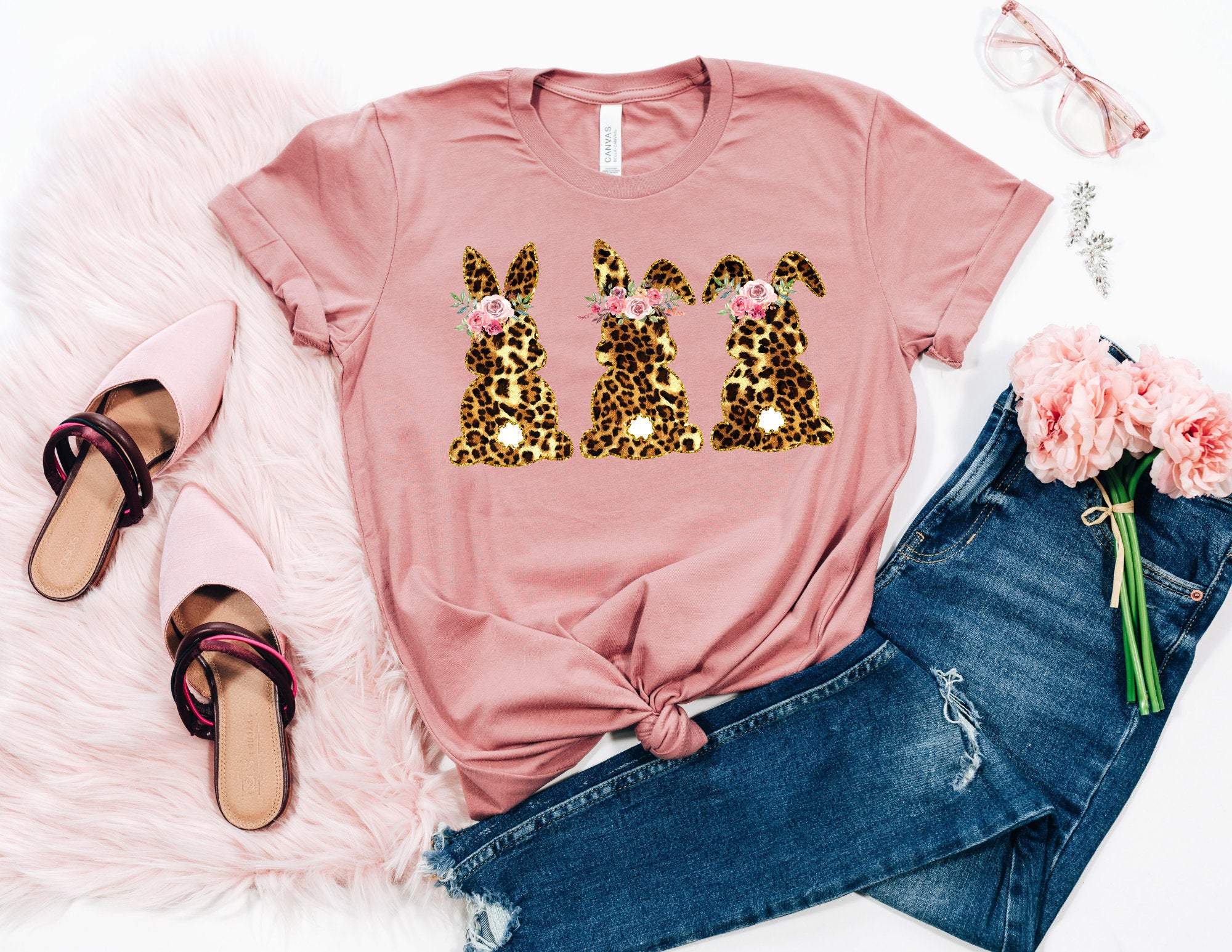 Leopard Bunnies Shirt, Leopard Bunny Shirt, Cute Easter Bunny T-Shirt, Happy Easter, Shirt With Bunnies, Easter Shirts T-Shirt Hoodie All Color Size S-5Xl