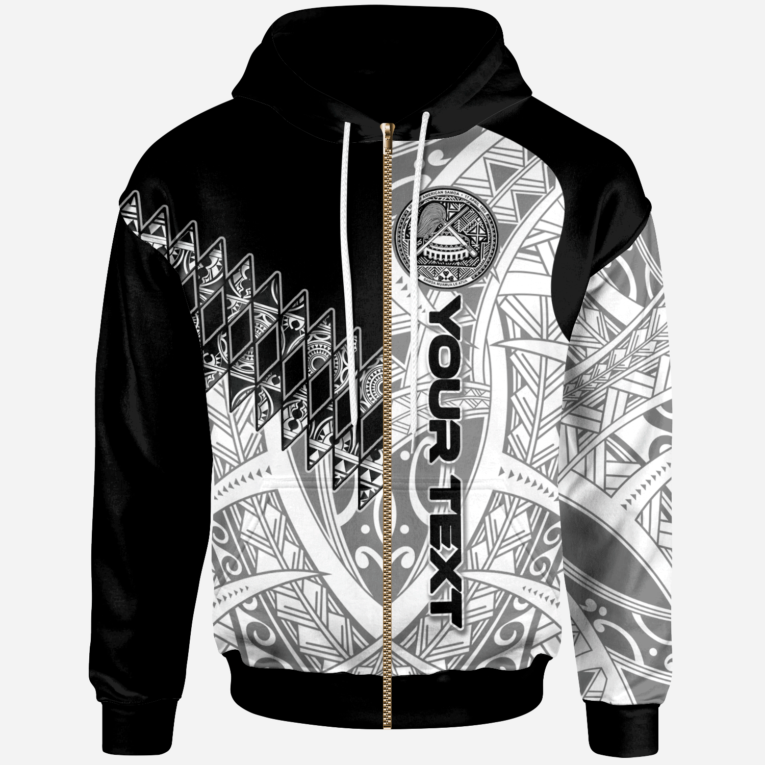 American Samoa Custom Personalised Zip Hoodie – Symmetry Style – BN01