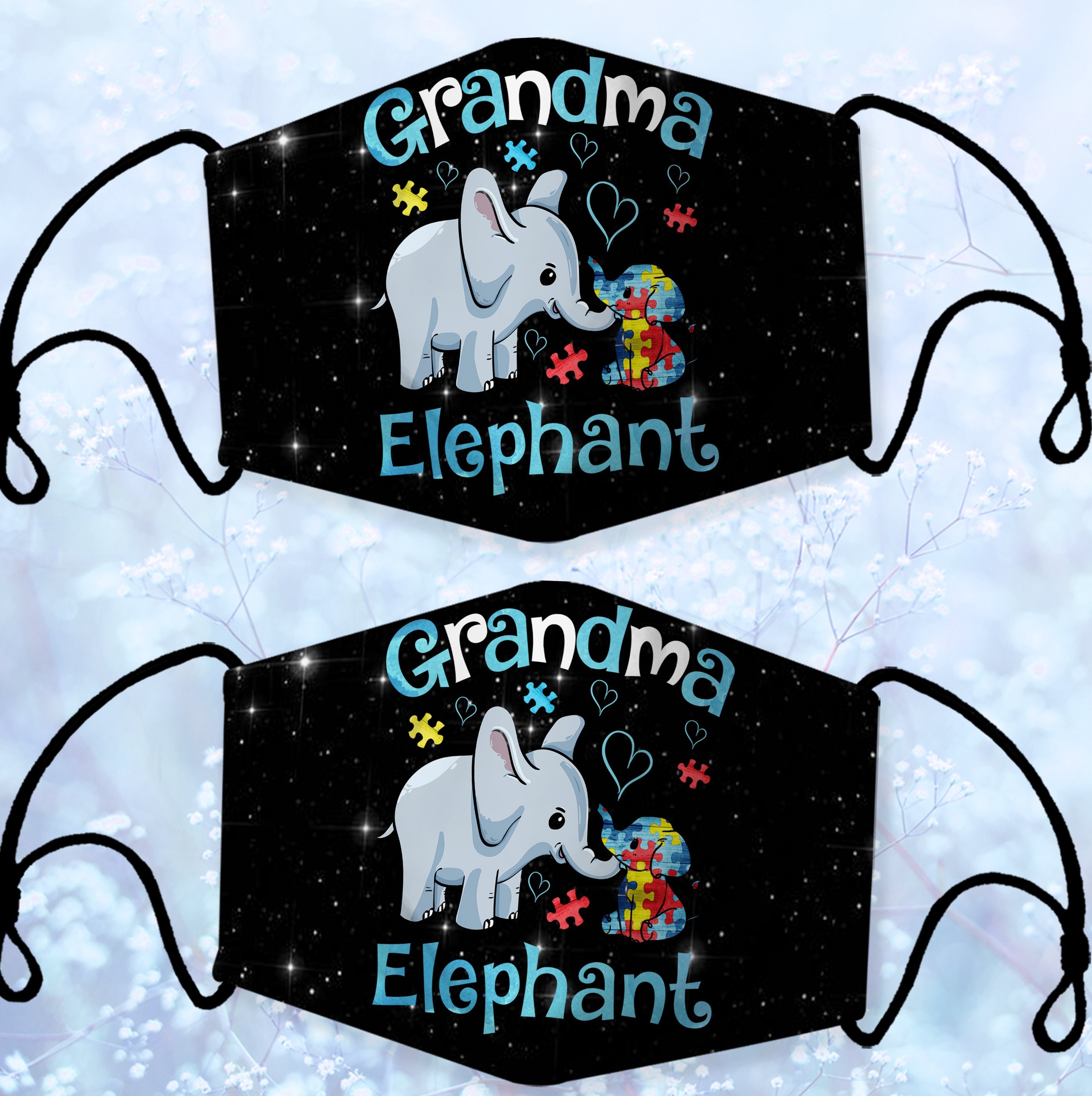 Grandma Elephant All Over Print Adjustable Mask