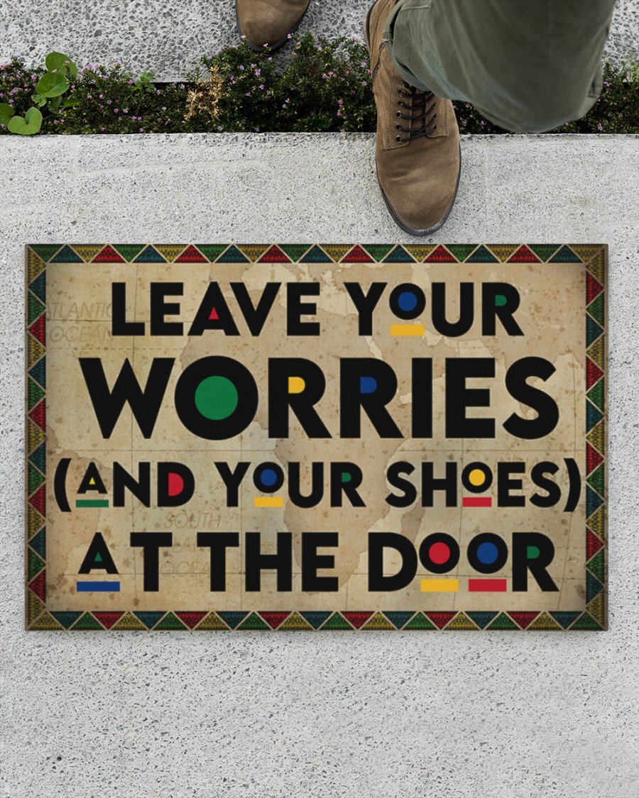 Leave Your Worries And Your Shoes At The Door Funny Indoor And Outdoor Doormat Gift For Friend Family Birthday Gift Decor Warm House Gift Welcome Mat