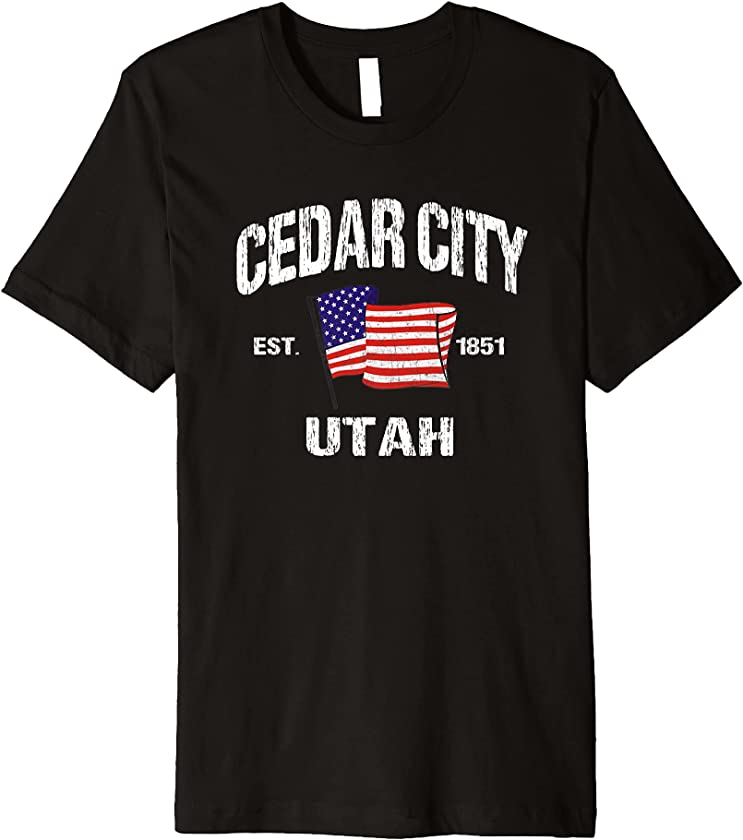 Cedar City Utah UT USA Stars & Stripes Vintage Style Premium T-Shirt