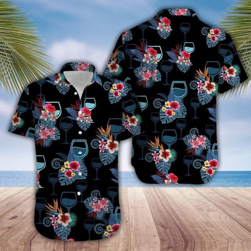 Wine Black Tropical Aloha Hawaiian Shirt Colorful Short Sleeve Summer Beach Casual Shirt For Men And Women