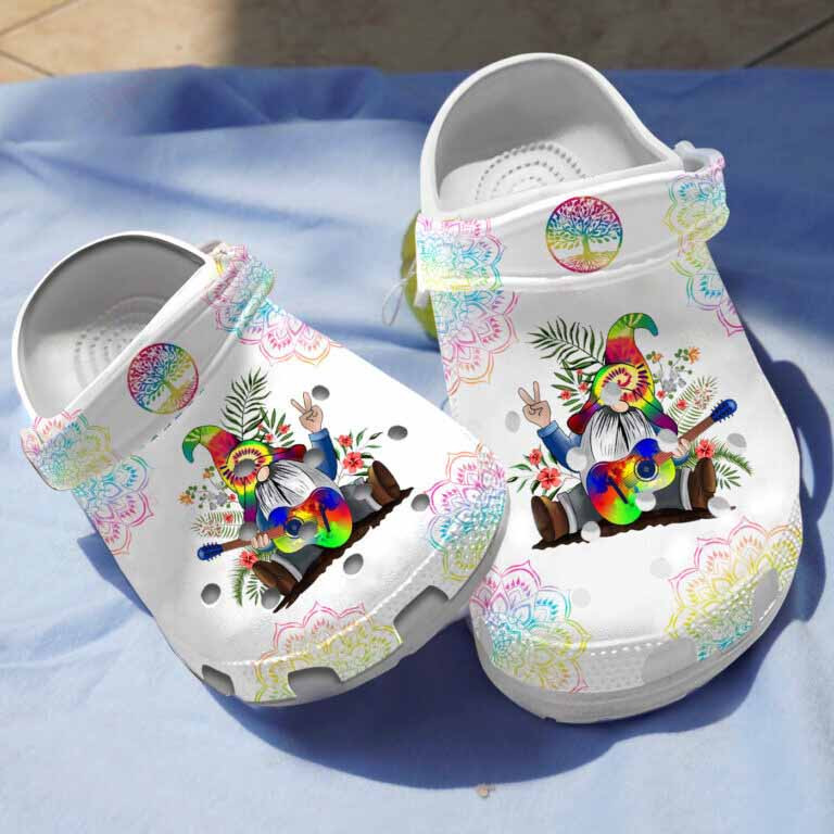 Happy Hippie Gnome Pattern Clogs Crocs Shoes Gifts For Birthday Thanksgiving Christmas – Hpgnomes175