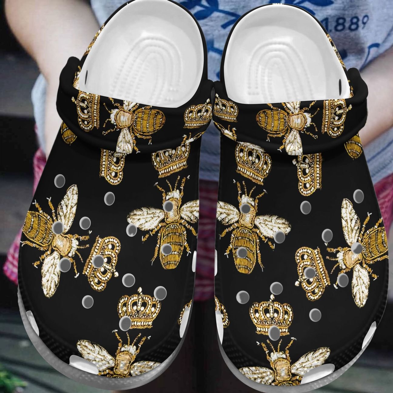 Bee Personalized Clog, Custom Name, Text, Color, Number Fashion Style For Women, Men, Kid, Print 3D King Bee