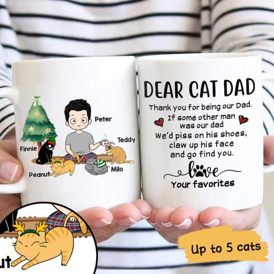 Chibi Dear Cat Dad Christmas Personalized Mug