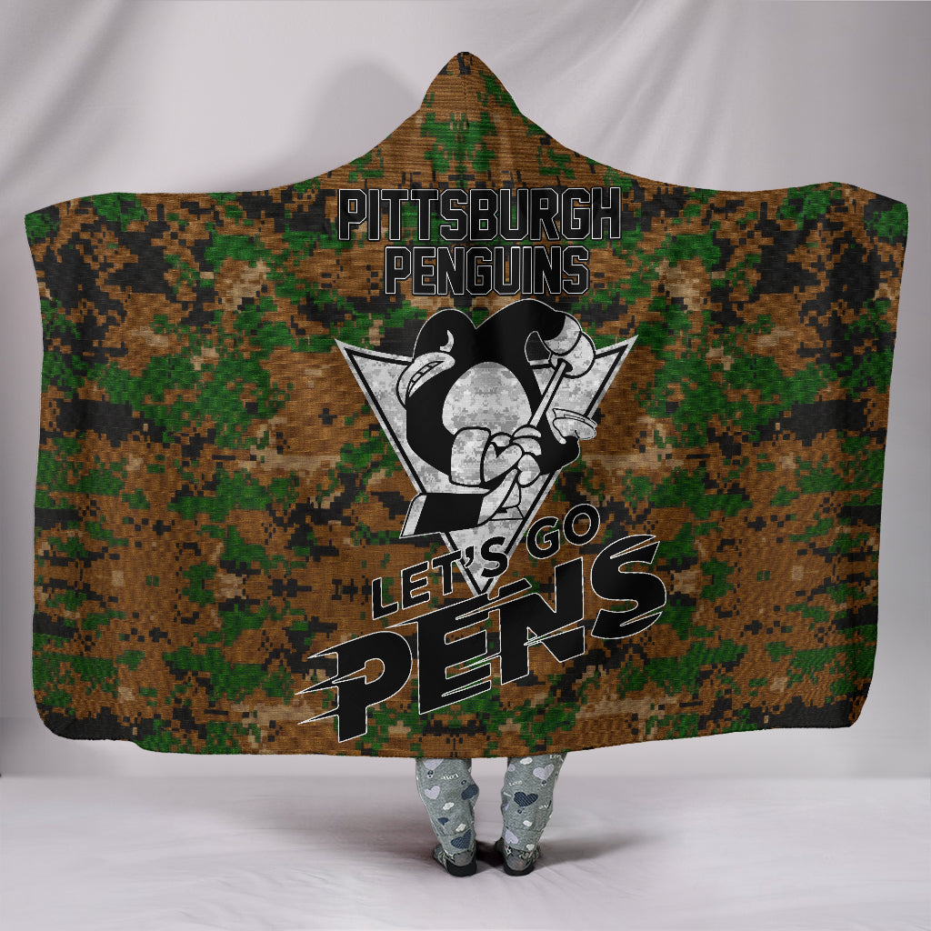 Pittsburgh Penguins Hooded Blanket Military Veterans Camo A7