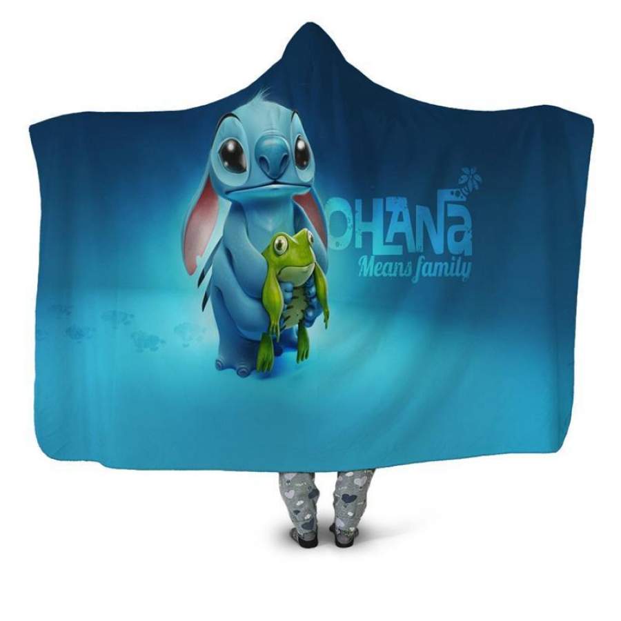 Stitch Hooded Blanket | Cartoon Anime Lilo & Stitch Pattern Blanket for Adult Kids