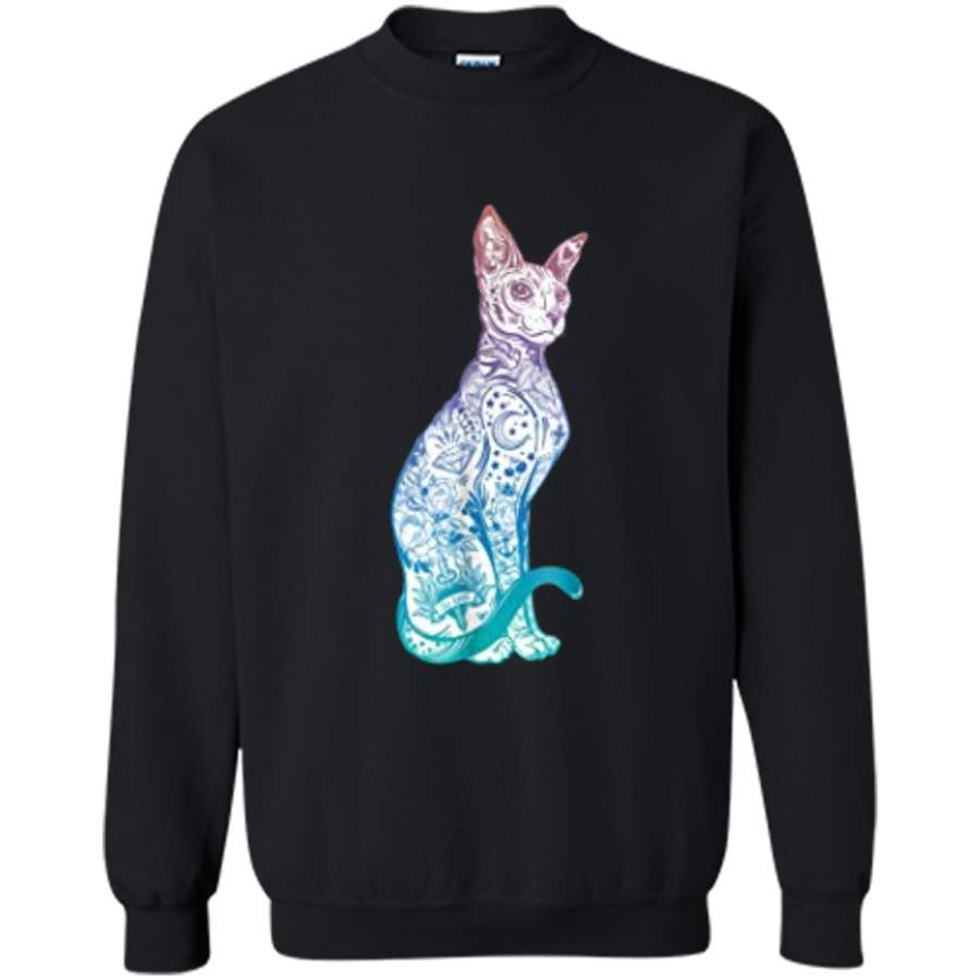 Stay Weird – Pastel Goth Sphynx Cat  – Tattoo Kitten Printed Crewneck Pullover Sweatshirt