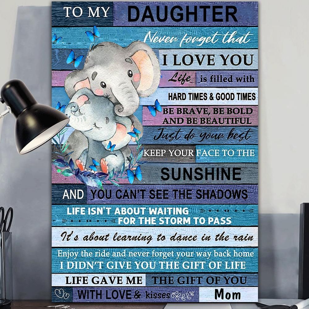 Loving Elephant Daughter Canvas Poster Wall Art, Poster Print, Canvas Print Wall Decor