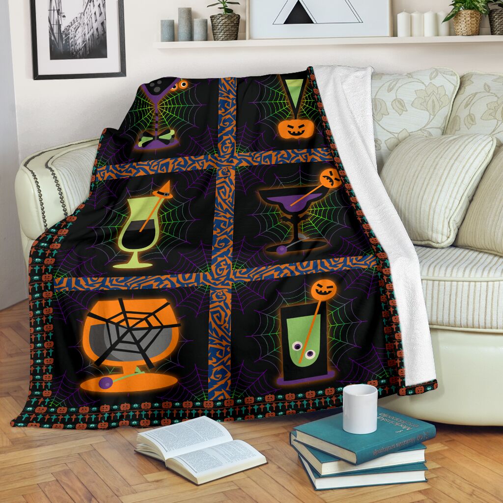 Halloween Throw Fleece Blanket Gift Idea Spooky Wine Pqb 3Dq20