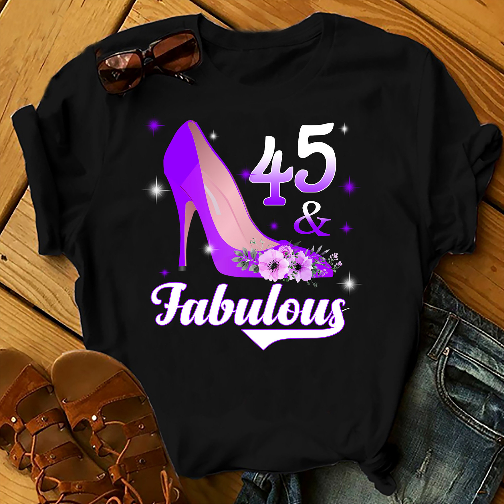 45 And Fabulous – Shirts Women, Birthday T Shirts, Summer Tops, Beach T Shirts