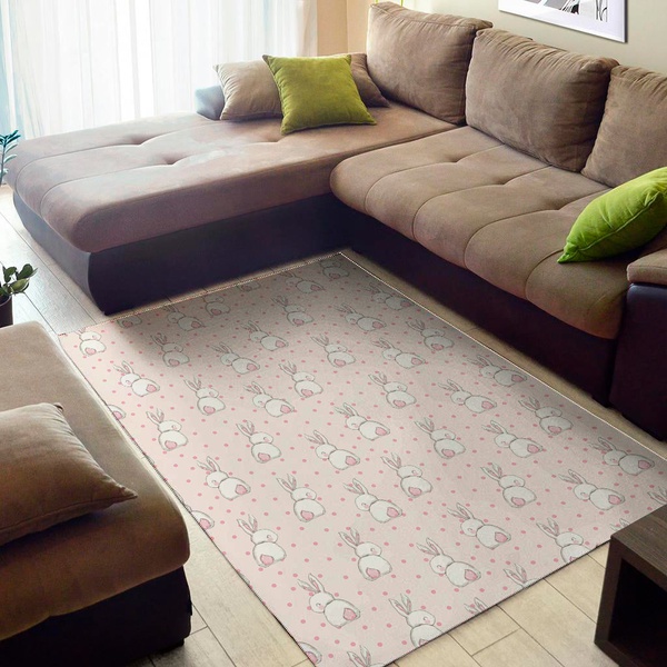 Cute Rabbit Pattern Print Area Rug