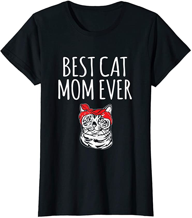 Womens Best Cat Mom Ever Women Vintage Mothers Day Kitten Mom Gifts T-Shirt