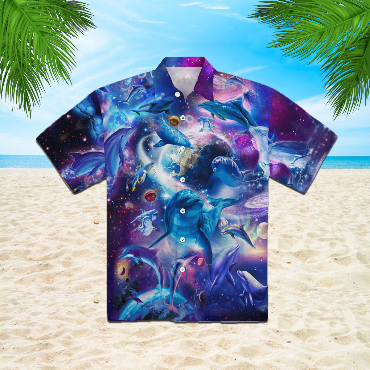 Oragontee Dolphins Jump Into The Galaxy Hawaiian Shirt | For Men & Women | Adult | Wt1104