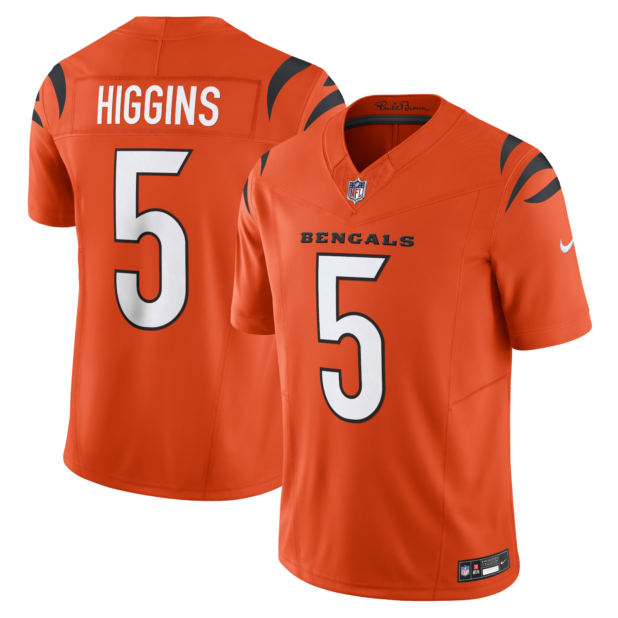 Men’s Cincinnati Bengals Tee Higgins Orange Vapor F.U.S.E. Limited Jersey