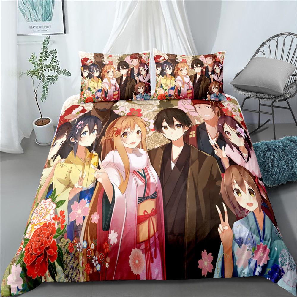 Sword Art Online Anime 3D Bed Home Pillow Case Duvet Covers Bedding Sets Bed Set Home Decor Bedding