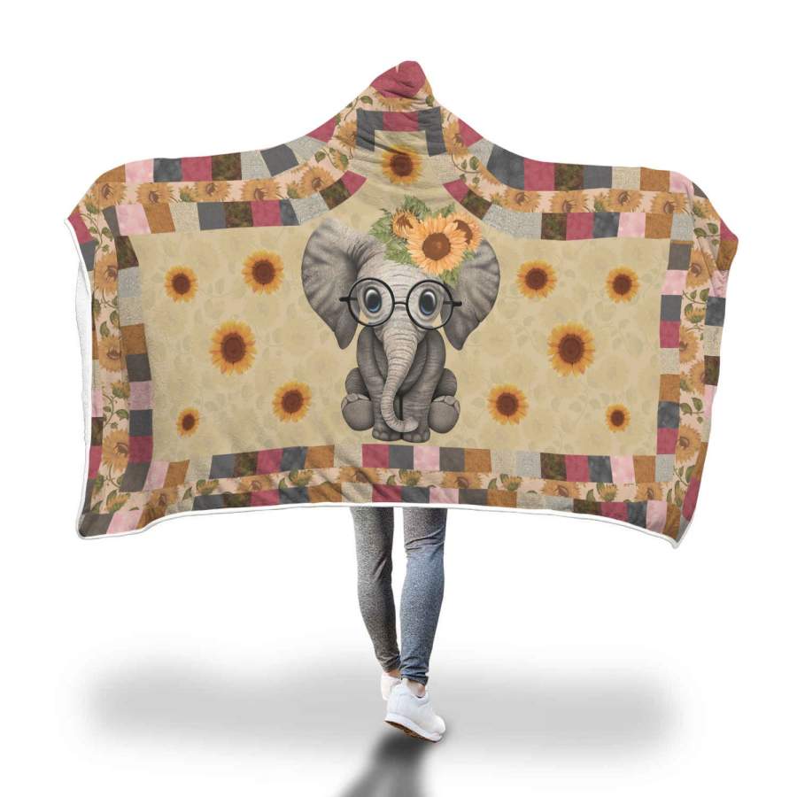 Rainbow And Elephant Hooded Blanket