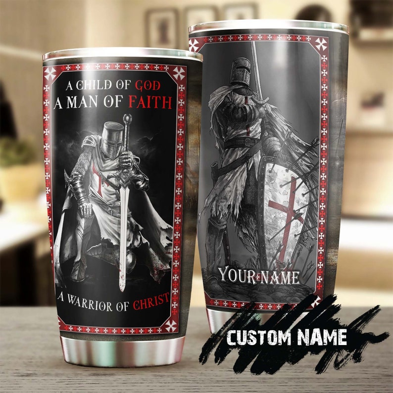 Faith Warrior Of Christ Son Of God A Man Of Faith Personalized Tumbler-Birthday Christmas Gift For Jesus Catholic Christians