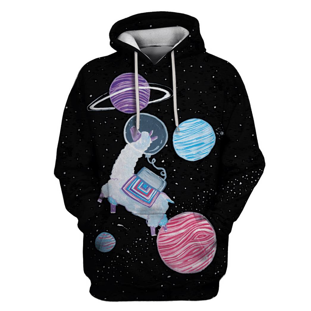 Llama Astronaut Out Space Custom T-Shirt – Hoodies Apparel
