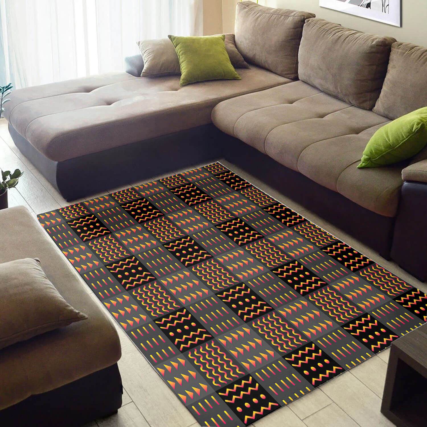 Trendy African Rug Colorful Afrocentric Seamless Pattern African Large Rug African Themed Home Decor BPS3355