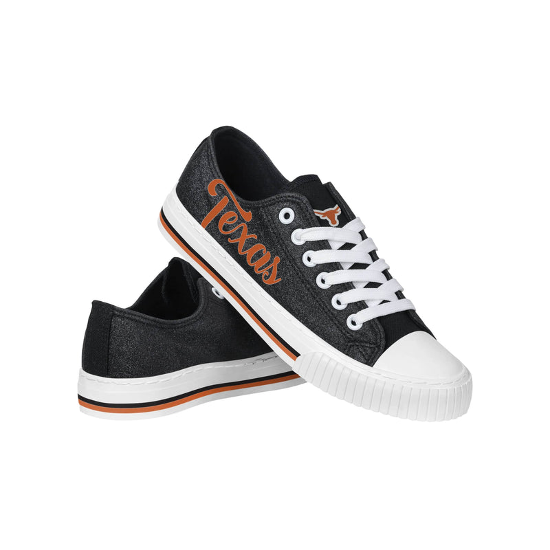 Texas Longhorns NCAA Womens Color Glitter Low Top Canvas Shoes