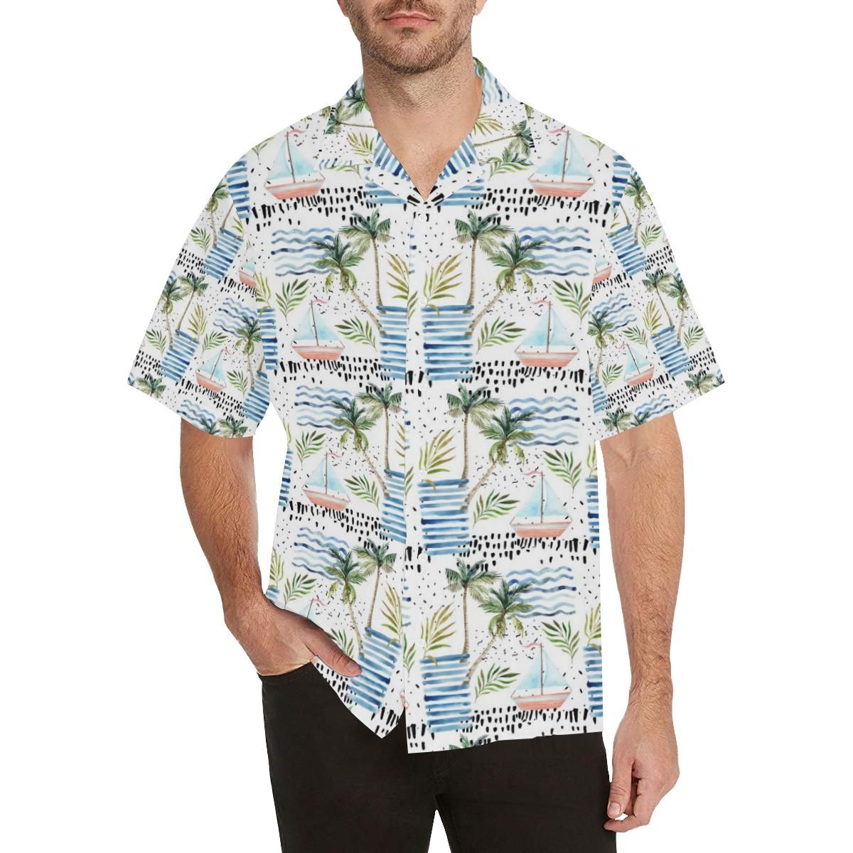 Sailboat Pattern Theme All Over Print Hawaii Shirt Ha102707