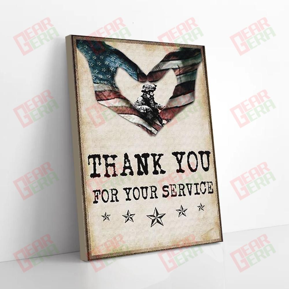 Best Canvas Prints Thank You For Your Service Vintage Proud Veteran Canvas Pretty Canvas Home Decoration