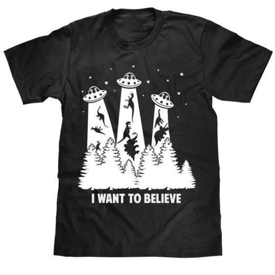 Alien T-shirts I Want To Believe Dinosaur