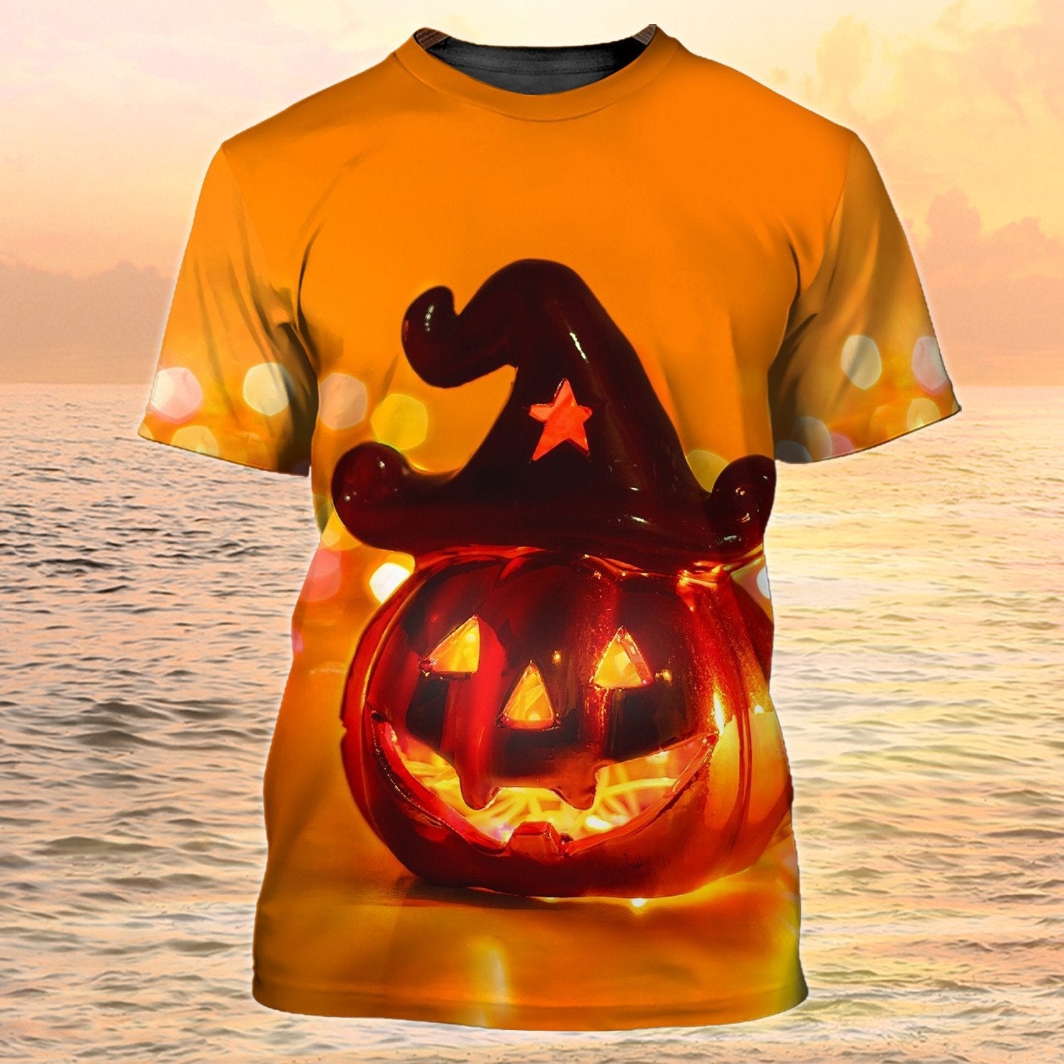 Halloween T Shirts For Adults Yellow 3D Pumpkin Autumn Halloween Shirt