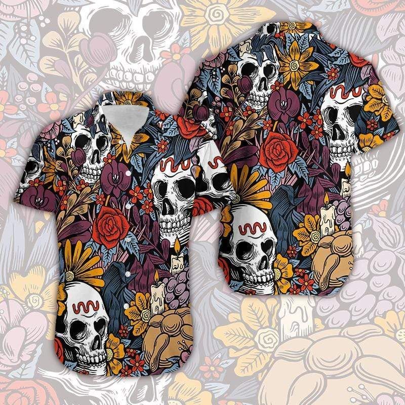 Cover Your Body With Amazing Hawaii Aloha Shirts Skull Flower Art Ha92415