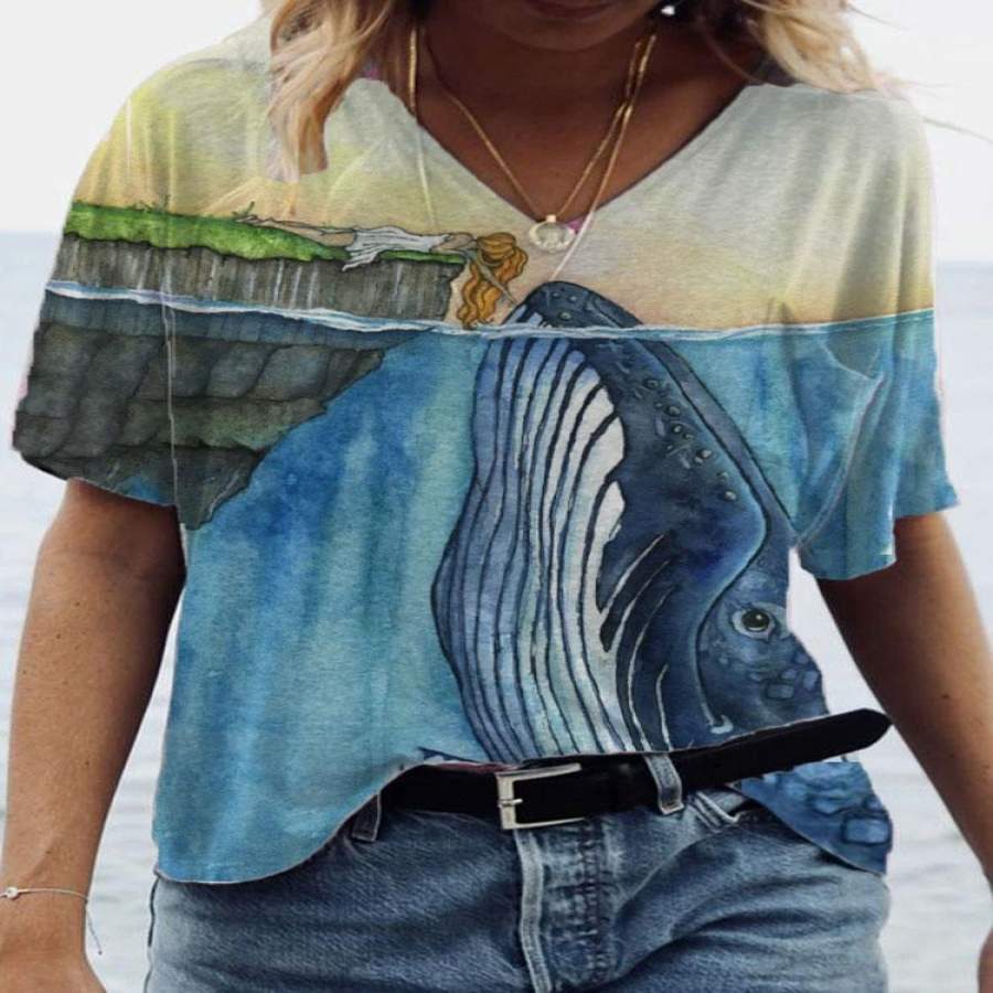 [PRE-SALE] 3D Girl With Whale Ocean T-Shirt