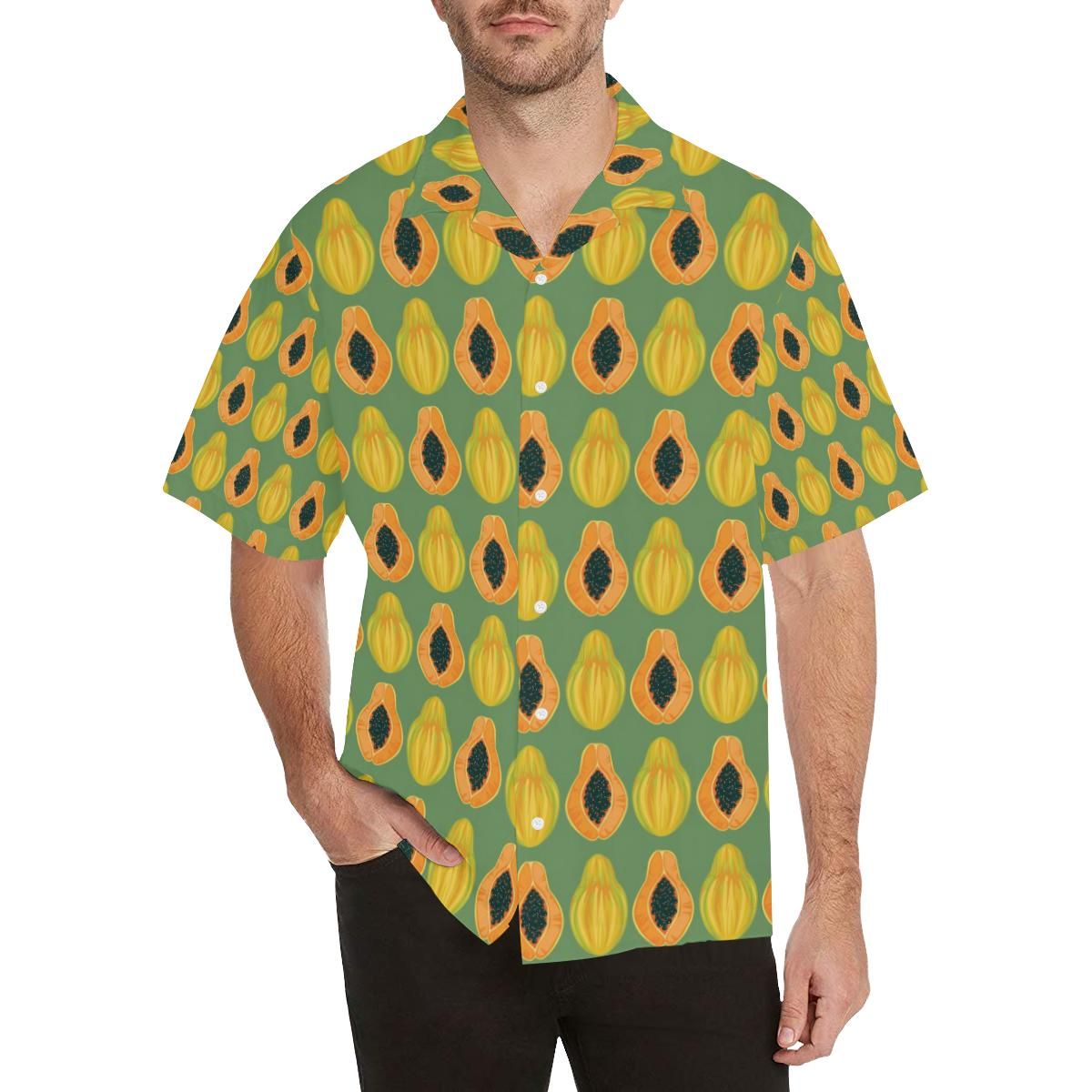 Papaya Pattern Background All Over Print Hawaii Shirt Ha107481