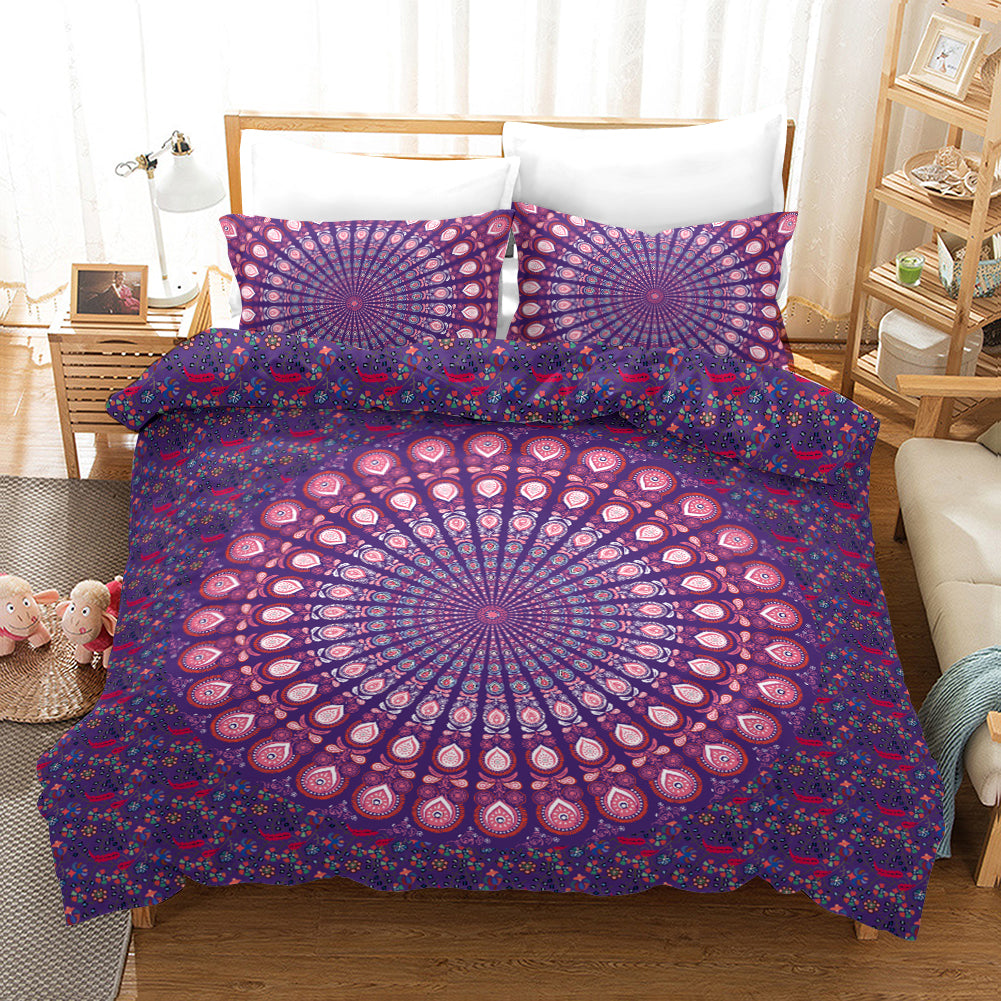 3D Purple Bohemian Elephant Quilt Cover Set Bedding Set Pillowcases 103