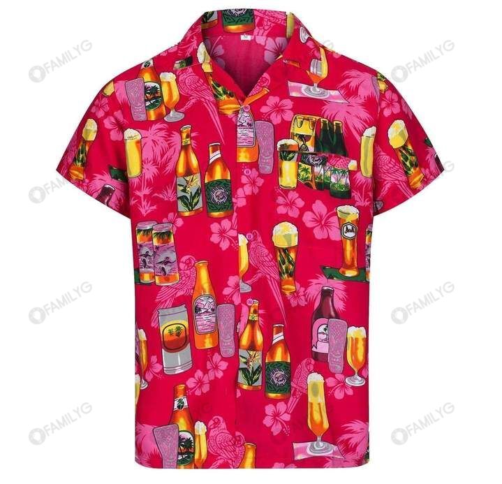 Beer Hawaiian Shirt – Enjoy Drinking Beer Pink Summer Hawaiian For Men, Women, Couple