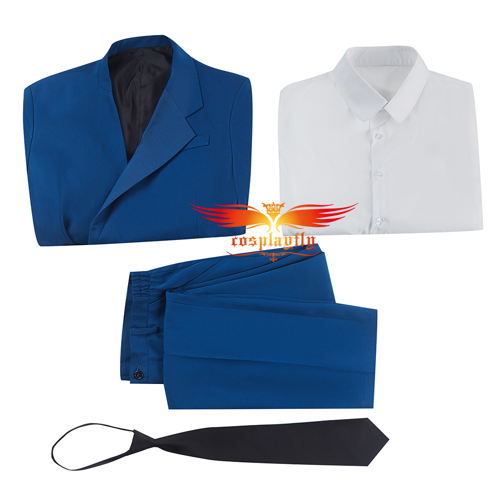 Anime Cowboy Bebop Spike Spiegel Cosplay Costume Adult Outfits Women Men Royal Blue Uniform Jacket Pants Blouse Tie Halloween alx